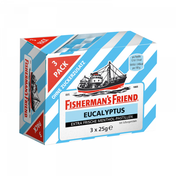 Fisherman's Friend Eucalyptus ohne Zuckerzusatz 3er Pack